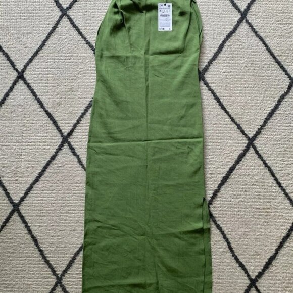 ZARA LINEN BLEND RUCHED DRESS APPLE GREEN SIZE S 9479/056/513 - Picture 3 of 4